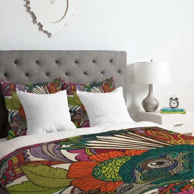 Deny Designs The Flowers Duvet Cover Set In Orange,green