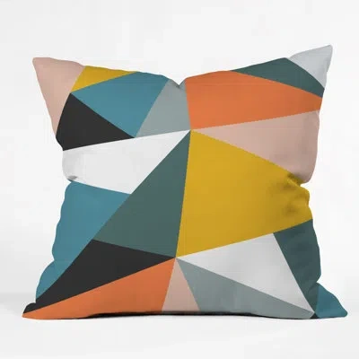 Deny Designs The Old Art Studio Geometric Throw Pillow In Blue;green;orange;gold