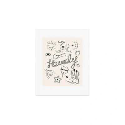 Deny Designs Thespacehouse Howdy Black And White Good Luck Art Print - Unframed In Cream