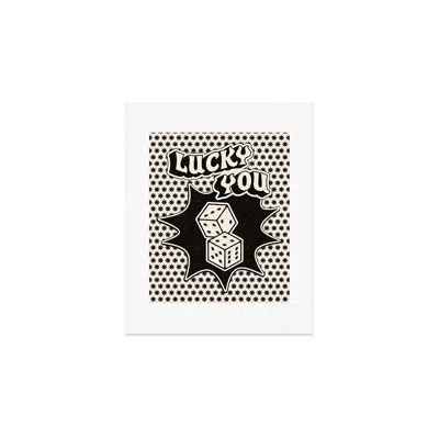 Deny Designs Thespacehouse Lucky You Dice In Black White Art Print - Unframed