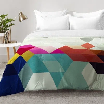 Deny Designs Three Of The Possessed Comforter Set In Blue,red