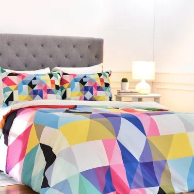 Deny Designs Three Of The Possessed Duvet Cover In Blue,pink,white