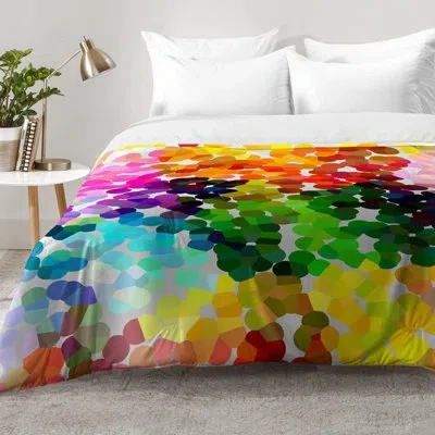 Deny Designs Three Of The Possessed Green/gold/blue Microfiber Modern & Contemporary Comforter Set In Green,gold,blue