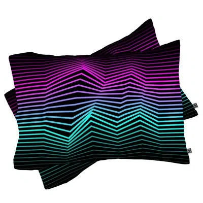 Deny Designs Three Of The Possessed Miami Nights Pillowcase In Black;green;pink
