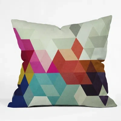 Deny Designs Three Of The Possessed Modele 7 Pillow In Blue;red;pink;gold;cream