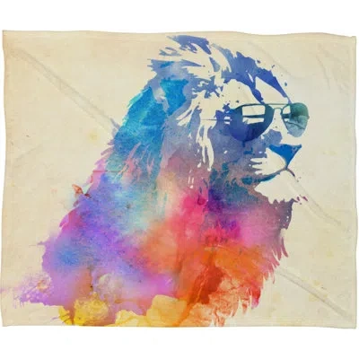 Deny Designs Throw Blanket In Blue;beige;orange