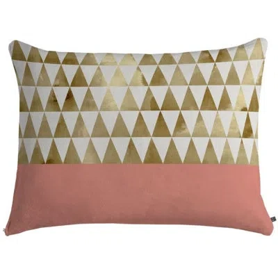 Deny Designs Triangles Pet Pillow In Pink;gold