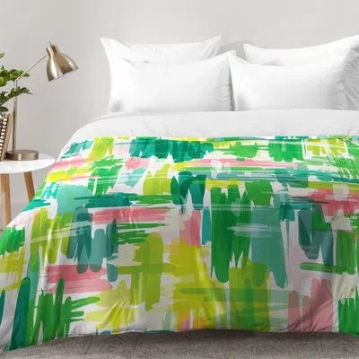 Deny Designs Tropical Abstract Comforter Set In Green,yellow