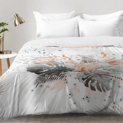 Deny Designs Tropical Comforter Set In White,silver