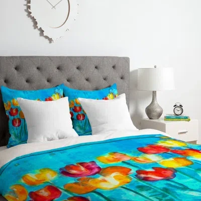 Deny Designs Tulips Duvet Cover Set In Blue