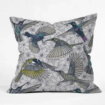 Deny Designs Turner Hum Sun Honey Birds Basalt Indoor/outdoor Throw Pillow