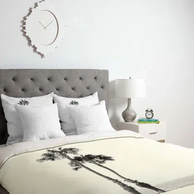 Deny Designs Two Palms Lightweight Duvet Cover In White,black