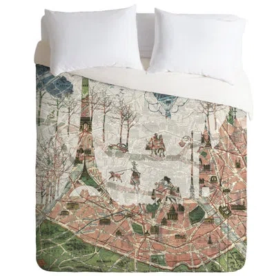 Deny Designs Under The Paris Sun Duvet Cover In Beige,green
