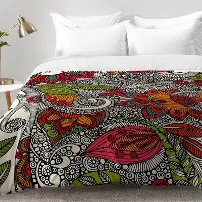 Deny Designs Valentina Ramos Gray/red Microfiber Modern & Contemporary Comforter Set In Gray,red