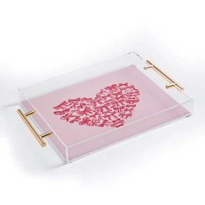 Deny Designs Valentina Ramos Heart Full Of Bows Acrylic Tray In Pink