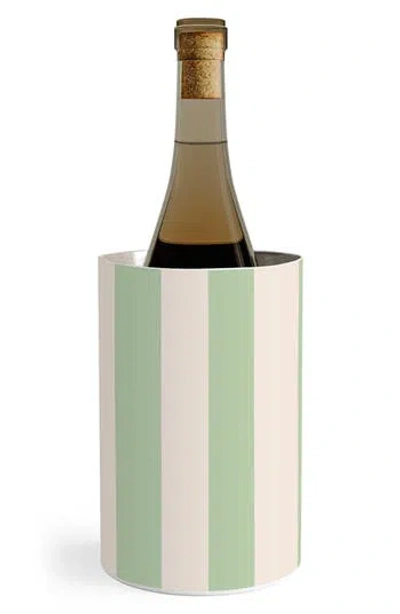 Deny Designs Veritcal Stripes Stainless Steel Wine Chiller In Green