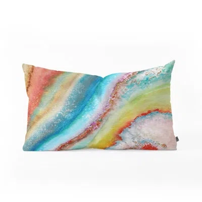 Deny Designs Viviana Gonzalez Agate Inspired Watercolor Abstract Indoor/outdoor Lumbar Pillow