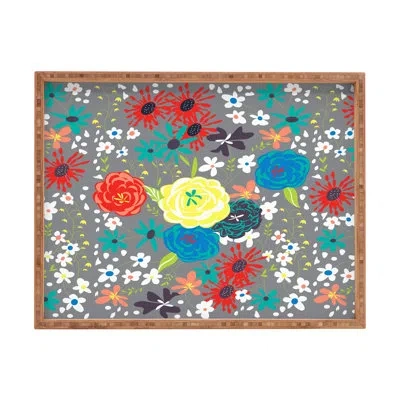 Deny Designs Vy La Bloomimg Love Ottoman/coffee Table Tray In Brown