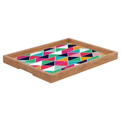 Deny Designs Vy La Love Triangle Ottoman/coffee Table Tray In Green