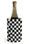 Deny Designs Warped Checkerboard Wine & Champagne Chiller In Black-white
