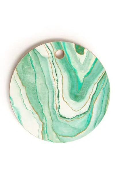 Deny Designs Watercolor Round Cutting Board In Green