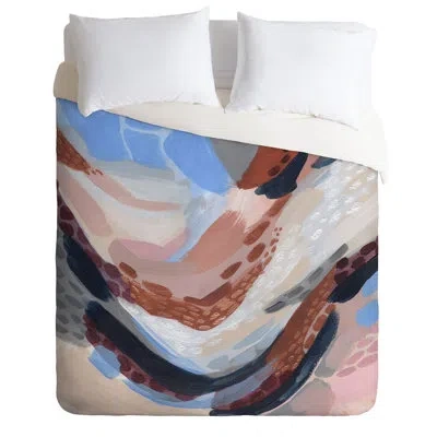 Deny Designs Waters Rise Duvet Cover Set In Blue,brown