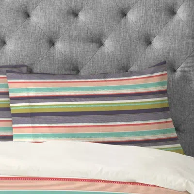 Deny Designs Wendy Kendall Stripe Pillow Case In Blue;green;purple