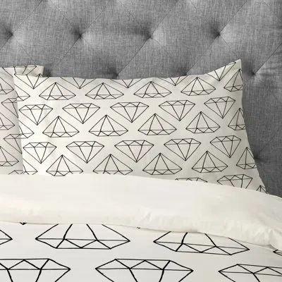 Deny Designs Wesley Bird Diamond Print 2 Pillowcase In Black;cream