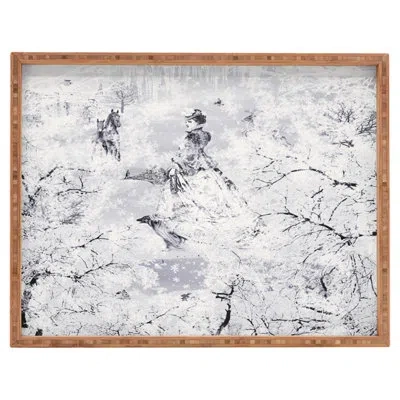 Deny Designs Winter Lady Ottoman/coffee Table Tray In Gray