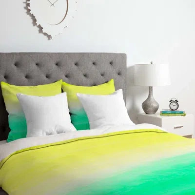 Deny Designs Yellow Met Turquoise Duvet Cover Set In Yellow,turquoise