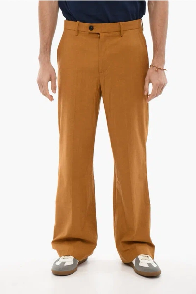 Department Five Baggy Fit Wool Blend Pants With Hidden Closure In Brown