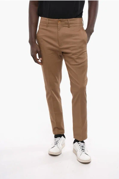 Department Five Belt Loops Cotton Twill Off Pants In Brown