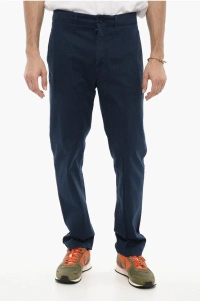 Department Five Blet Loops Cotton Twill Off Pants In Blue