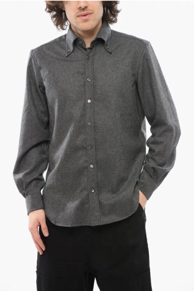 Department Five Cotton And Virgin Wool Button Down Stramp Shirt In Gray