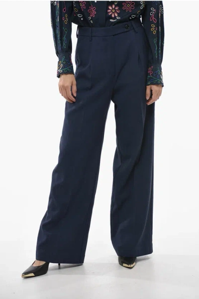 Department 5 Cotton Blend Fairmont Palazzo Pants In Blue