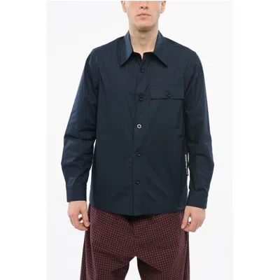 Department Five Cotton Pike Shirt With Contrasting Buttons And Breast Pocket In Black