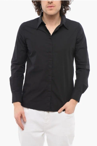 Department Five Cotton Poplin Rappo Shirt With Classic Collar In Black