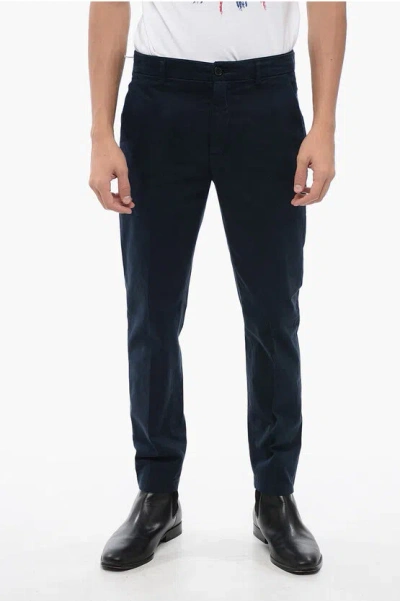 Department Five Cotton Stretch Chinos Pants With Flap Pockets In Black