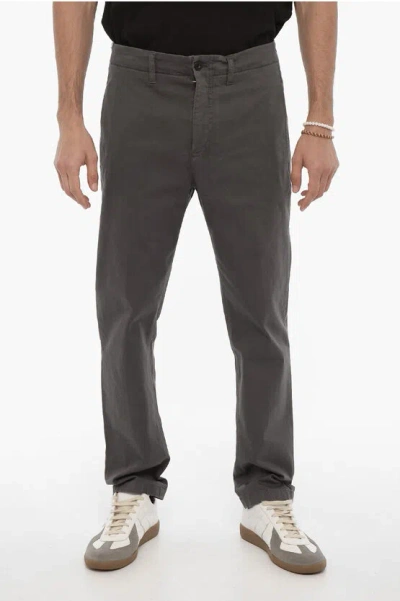 Department Five Cotton Twill Pants With Hidden Closure In Black