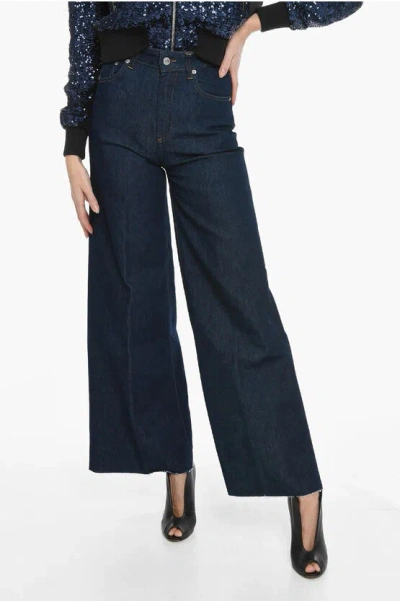 Department 5 Frayed Hem Boot Cut Jeans In Blue
