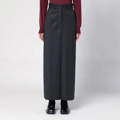 Department 5 Grey Pinstripe Wool-blend Skirt