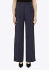 Department Five Navy Viscose Trousers In Blue