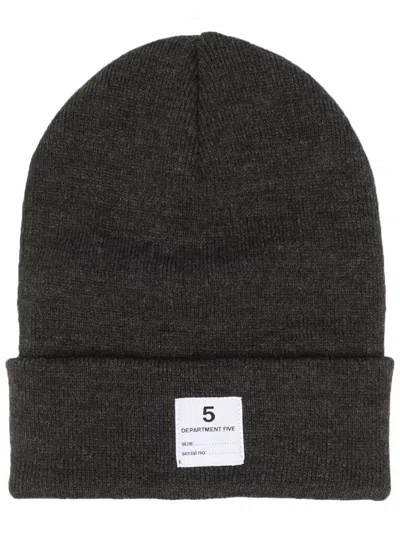 Department Five Logo-patch Knitted Beanie In Gray