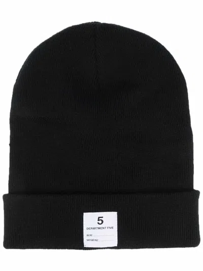 Department Five Logo-patch Knitted Beanie In Black