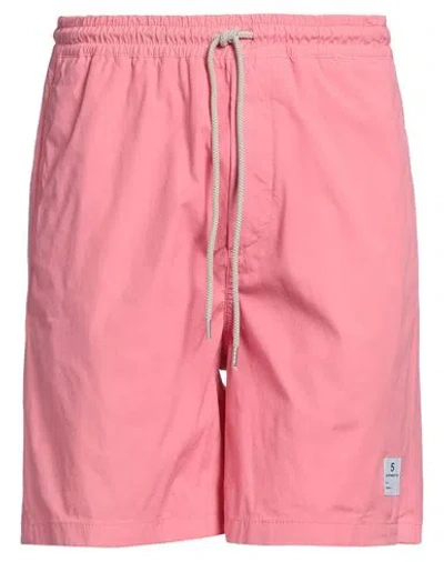 Department 5 Man Shorts & Bermuda Shorts Pink Size S Cotton, Elastane