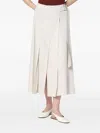 Department Five Pleated Wrap Linen-blend Skirt In Red