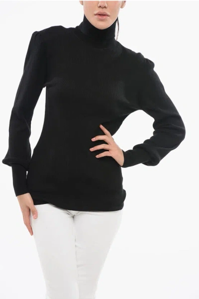 Department 5 Ribbed Merinos Wool Sandy Turtleneck Sweater In Black