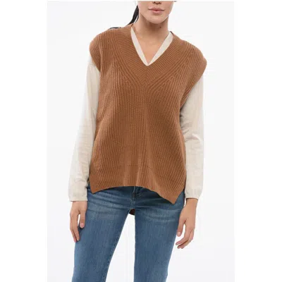 Department 5 Sleeveless V-neck Merinos Wool And Cashmere Rynis Women's Sweater