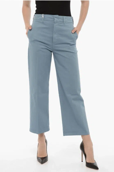 Department 5 Solid Colour Cropped Palazzo Trousers In Blue