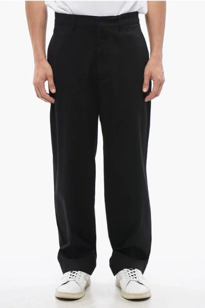 Department Five Solid Color Stretch Cotton E-motion Pants In Black